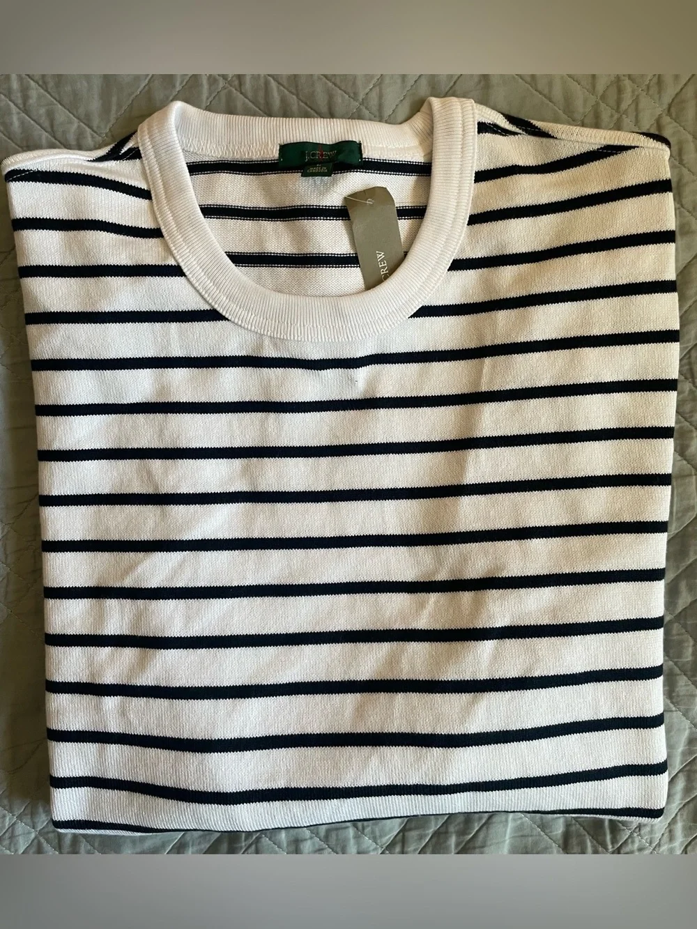 J. CREW Long-sleeve crewneck in striped maritime jersey Size L $98 NWT CR195